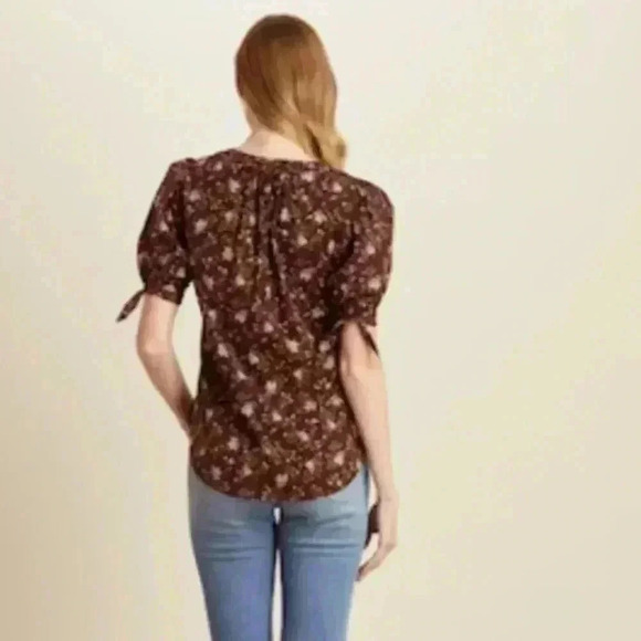NWT VERONICA BEARD GIZELA FLORAL SILK BLEND BLOUSE TOP MERLOT 0 - Picture 4 of 8